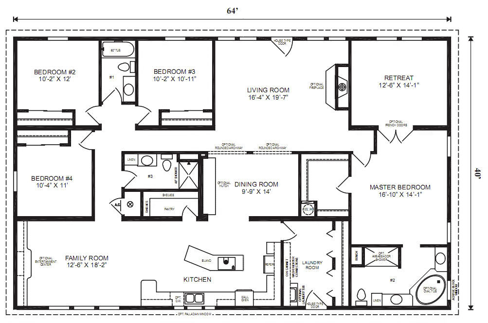 4 Bedroom Double Wide Mobile Home Floor Plans Sky Hut