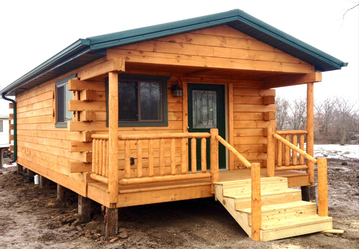 mobile home that looks like log cabin