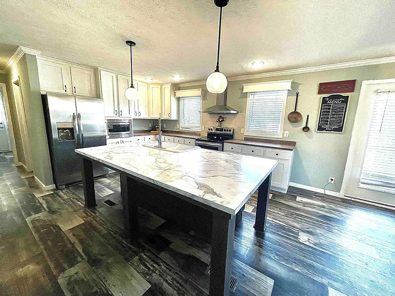 Mobile-Home-Kitchen with-Sage-Green-Color