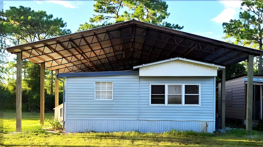 pole barn roof over mobile home