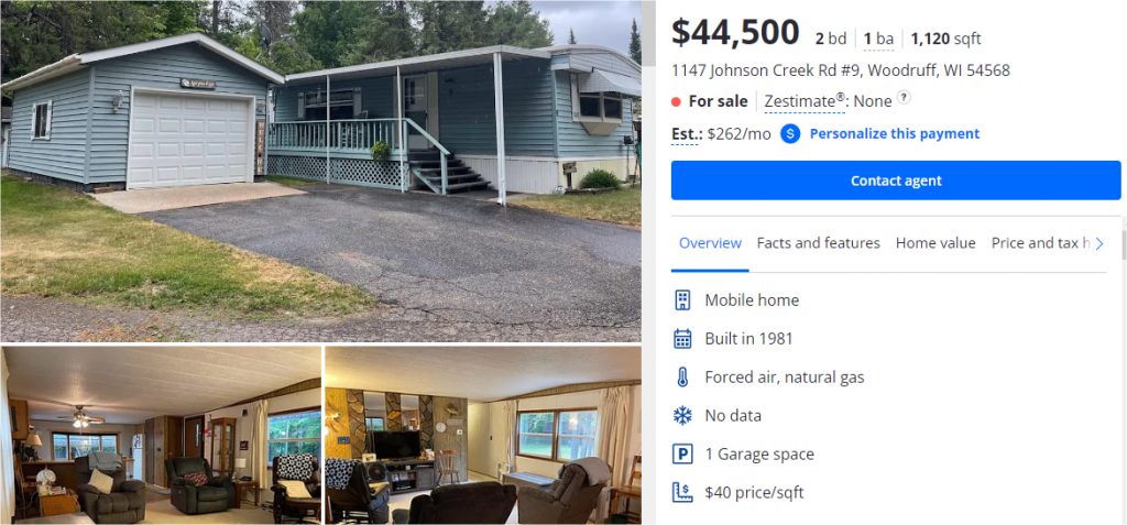 1981 Mobile Home in Woodruff, Wisconsin