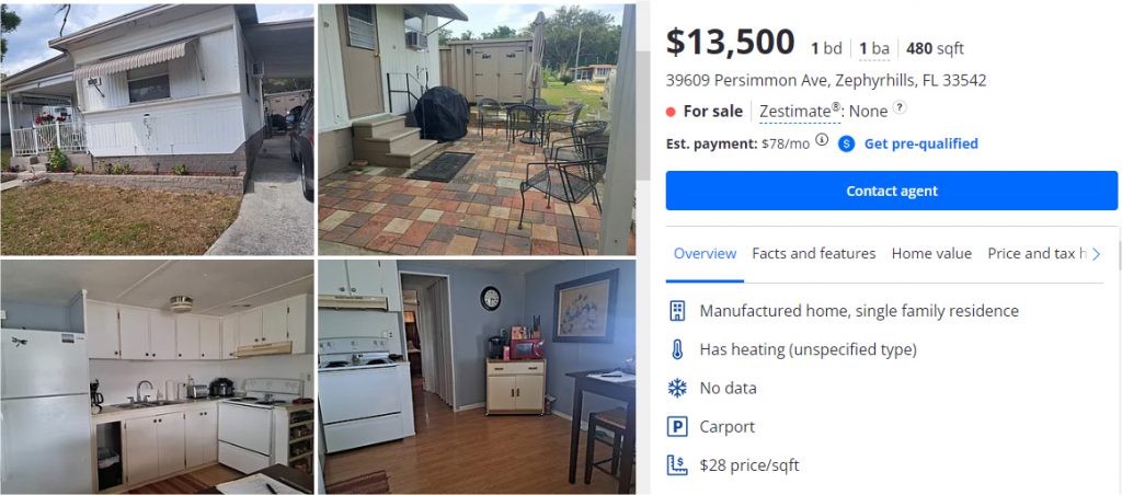 Single Wide in Zephyrhills, Florida, for $13,500