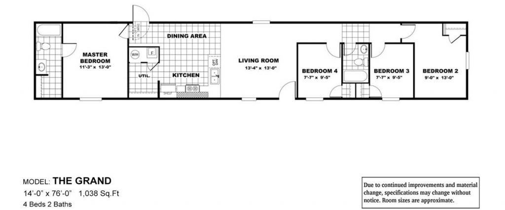 The Grand Mobile Homes with 4 Bedrooms Floor Plans
