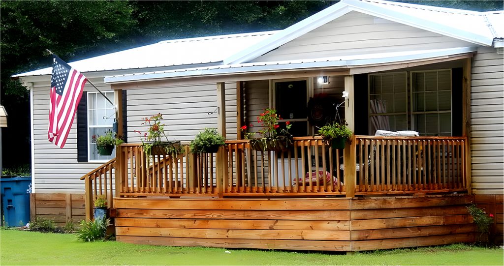 Farmhouse-Style-Porch-Mobile-Home Design
