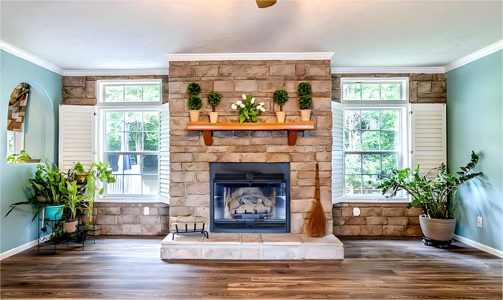 Mobile-Home-Fireplace-Painted Brick