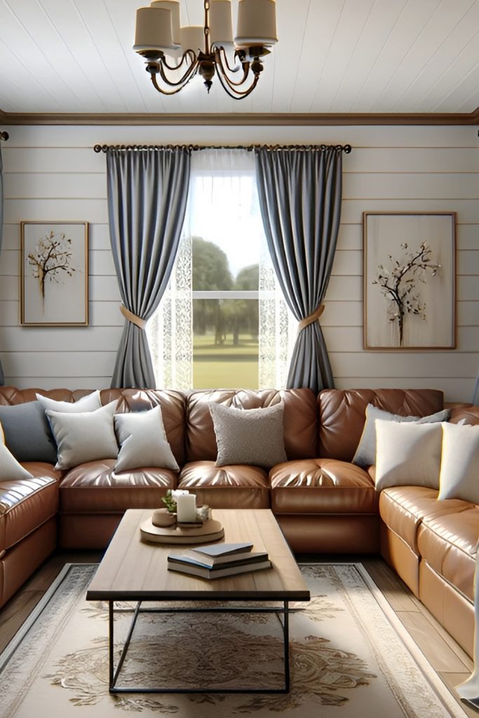 Mobile-Home-Living-Room-with-Pleated Curtains