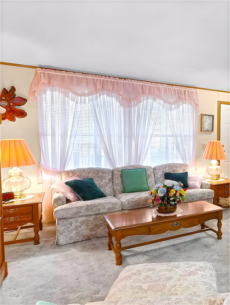 Mobile-Home-Living-Room-with-Sheer Curtains