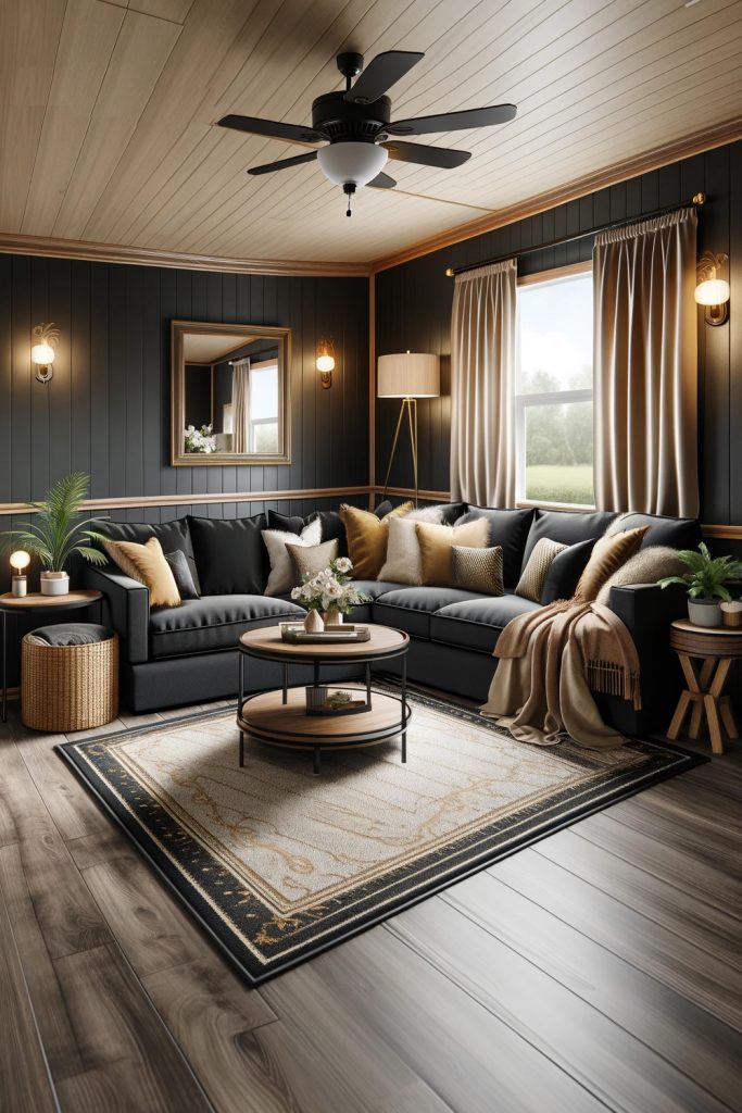 Mobile-Home-Living-Rooms-With-Black-Couches-Ideas