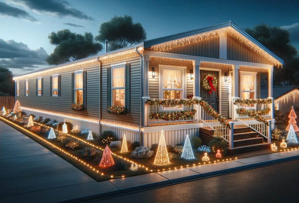 mobile home with christmas lights