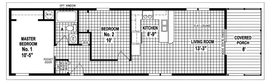  2-Bedroom Single Wide Mobile Home Floor Plan