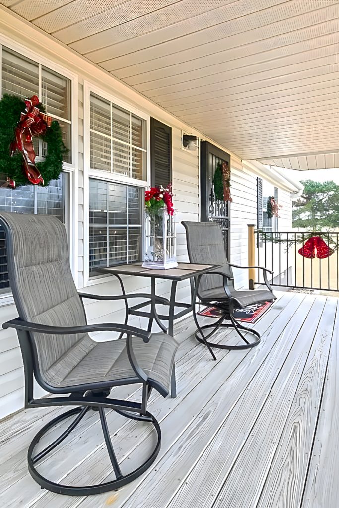 Mobile Home Front Porch Decorating with Cozy Seating