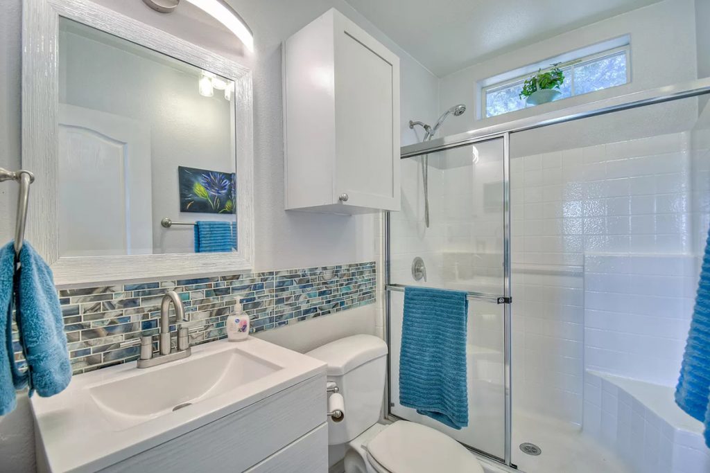 Mobile Home Master Bathroom with walk-in shower