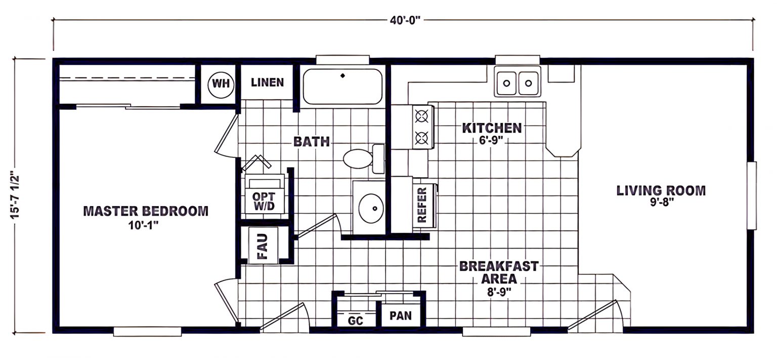 16 X 40 Mobile Home Floor Plan