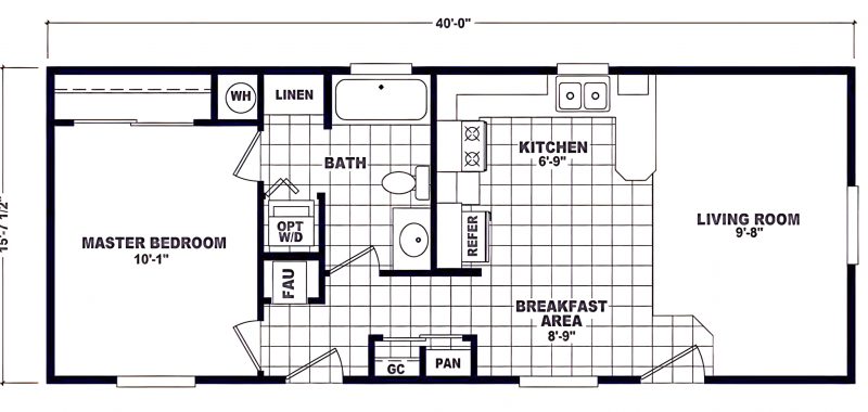 16 X 40 mobile home floor plan