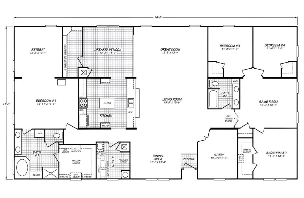 4 Bedroom Triple Wide Mobile Home 2919