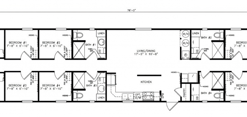 6-bedroom mobile home floor plan