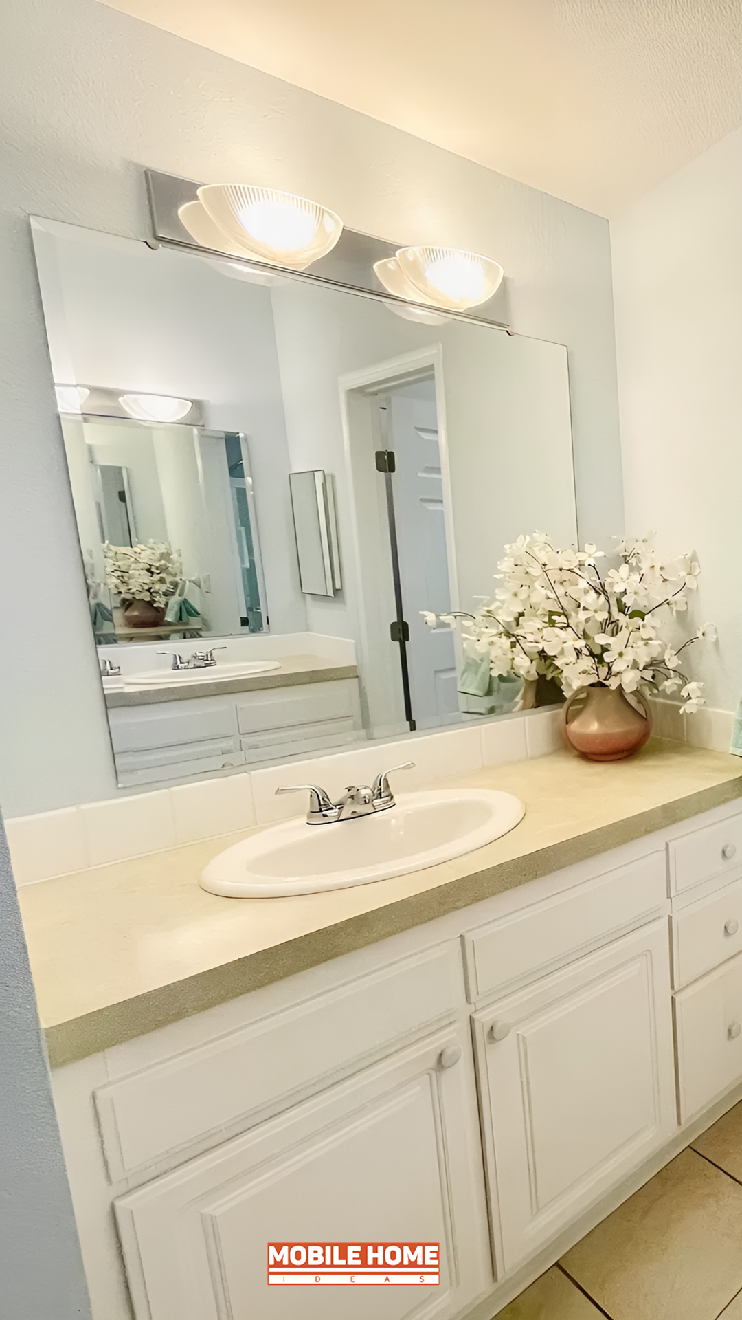 Mobile Home Bathroom Makeovers Add a Statement Mirror