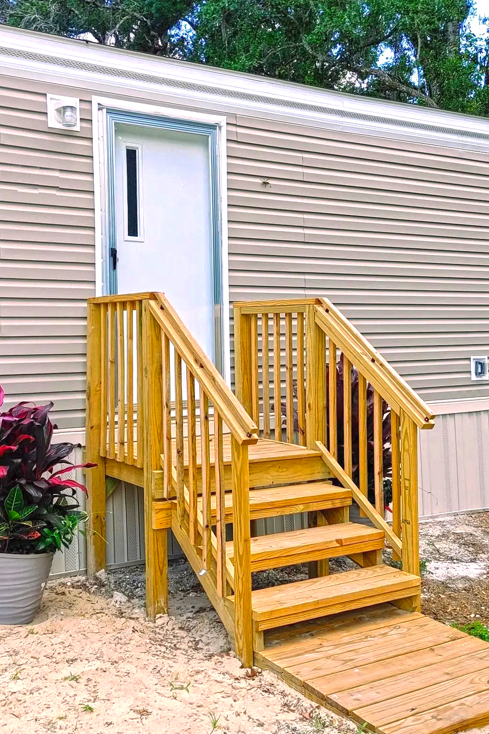 wooden steps for mobile homes outdoor
