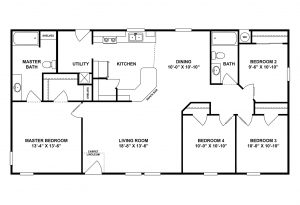 4-Bedroom Double Wide Mobile Home Floor Plan