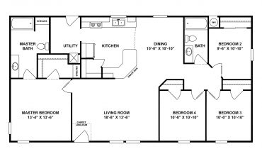 4-Bedroom Double Wide Mobile Home Floor Plan