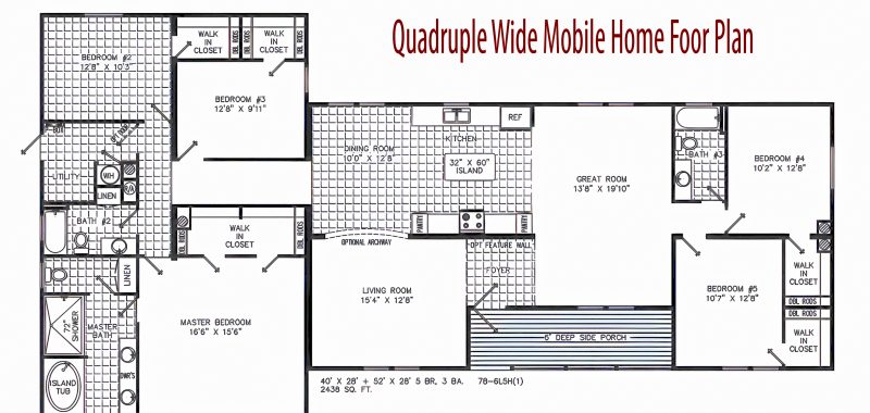 quadruple wide mobile homes floor plan