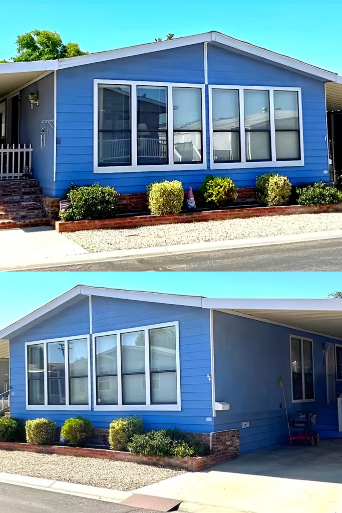 Navy Blue And White Mobile Home