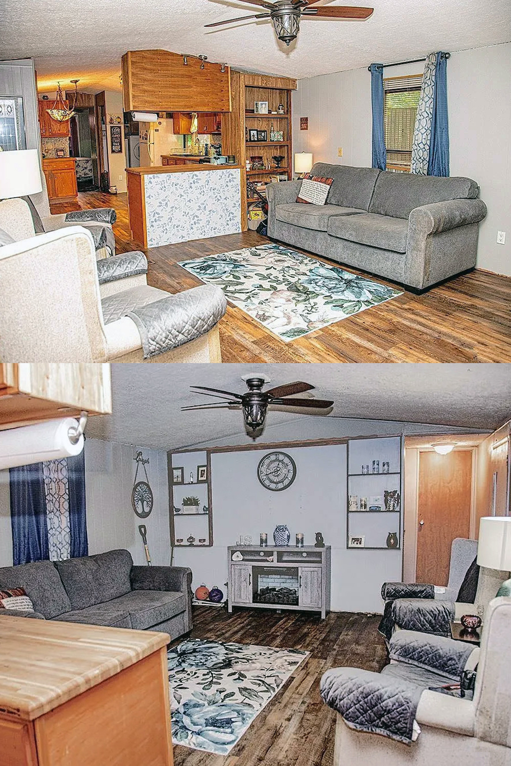 Mobile-Home-Decorating---Use a small accent rug to anchor seating areas