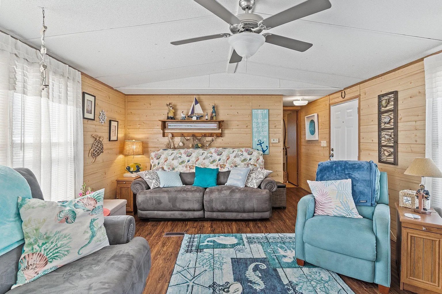 How-To Decorate a Mobile Home Living Room in a Coastal Cottage Style