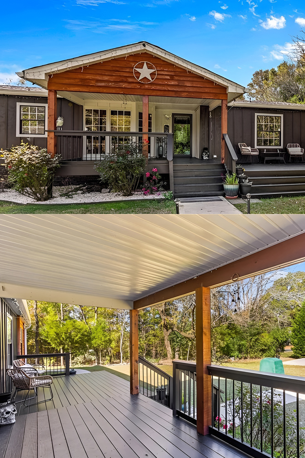 Modern Farmhouse Mobile Home Porch and Deck Design Inspiration