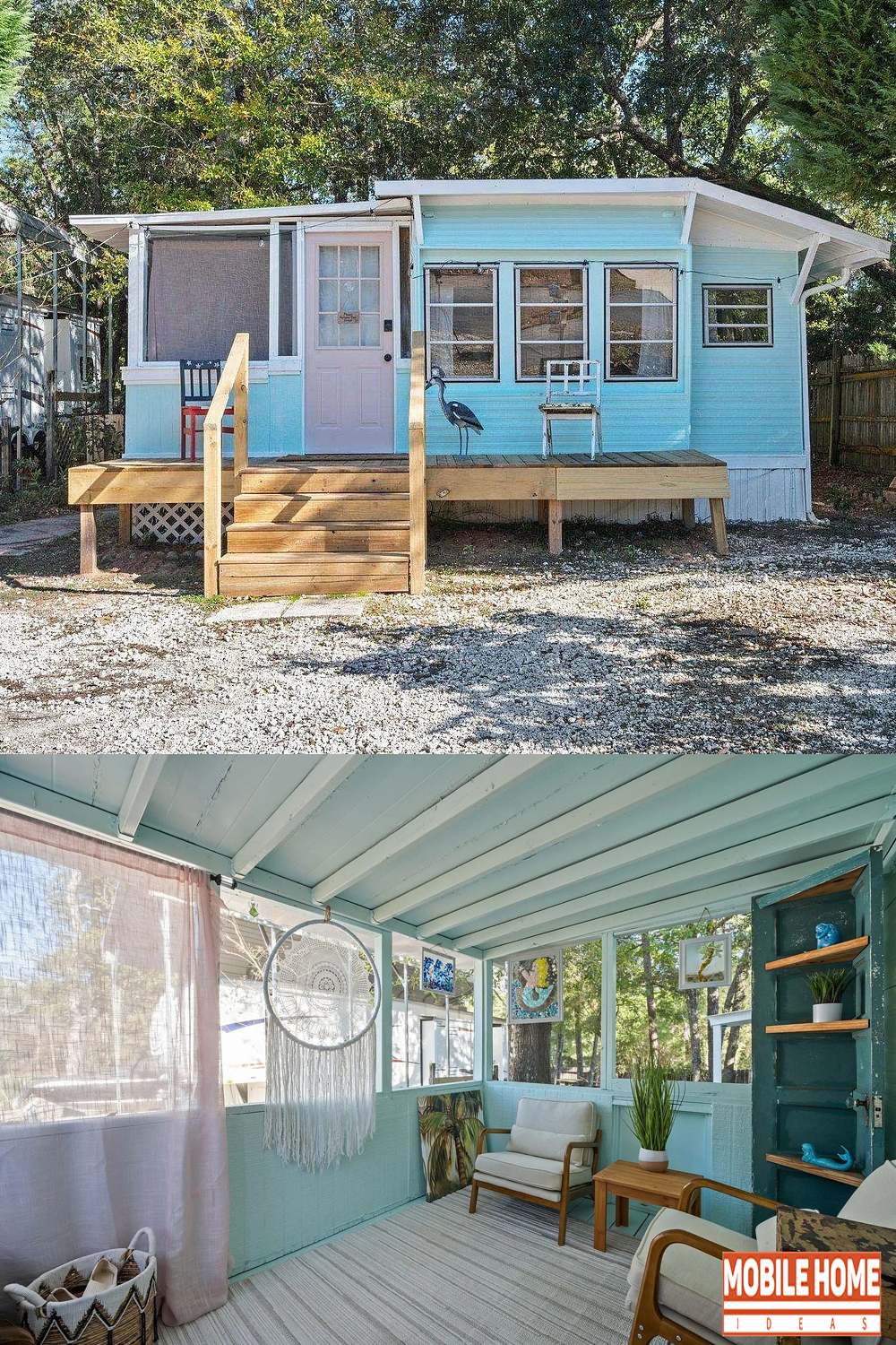 1988 Single Wide Trailer Makeover - Screen Porch