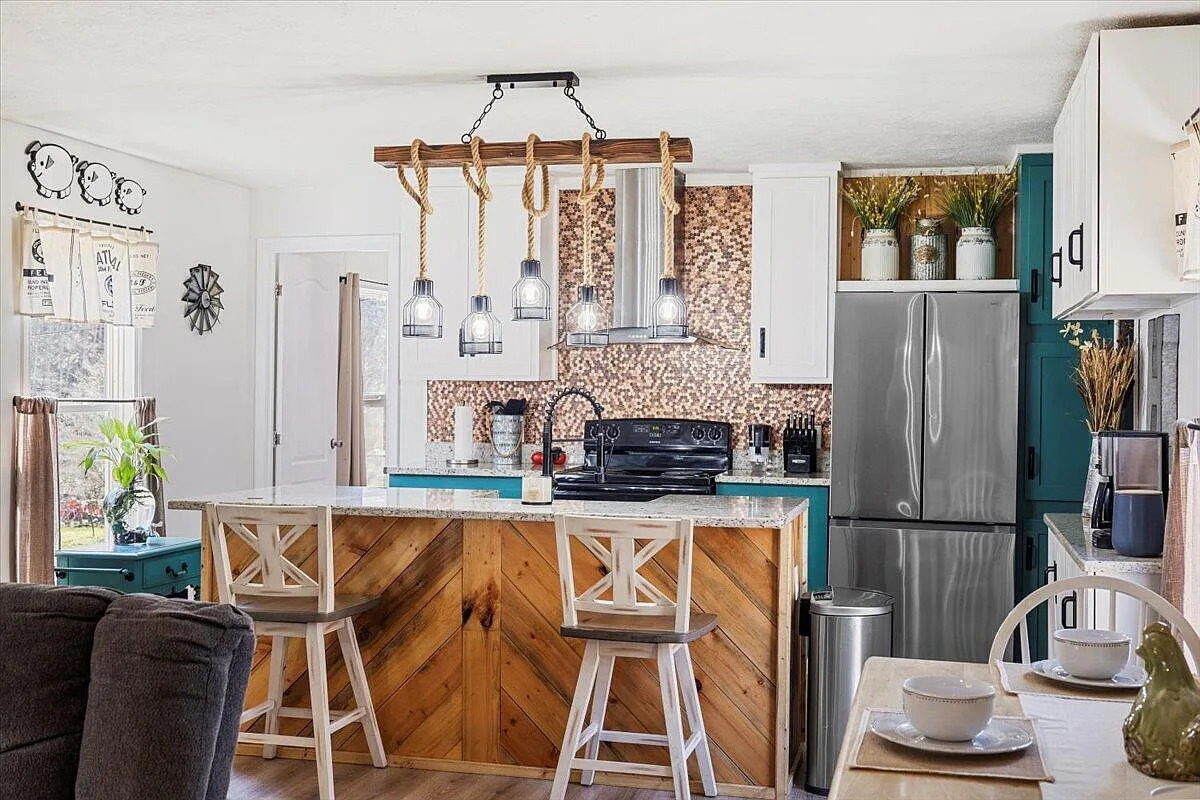 Single-Wide-Mobile-Home-Kitchen-Farmhouse-Makeover.Rustic Wood