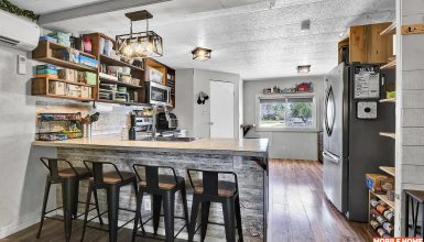 Single-Wide Mobile Home Kitchen with Rustic Industrial Style