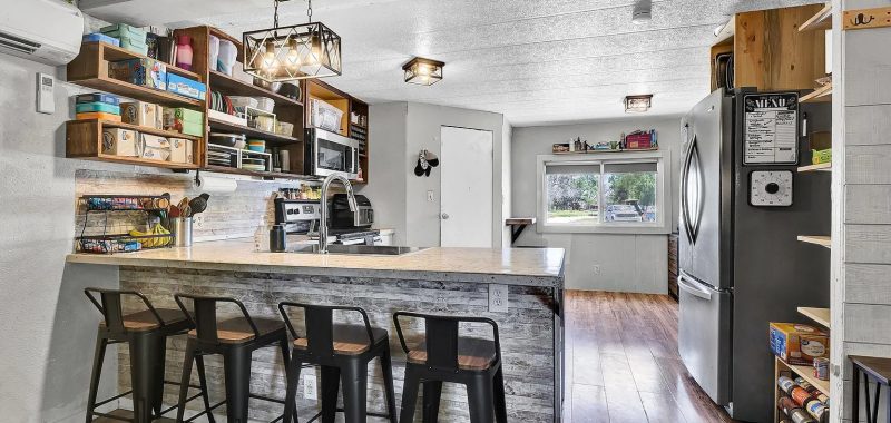 Single-Wide Mobile Home Kitchen with Rustic Industrial Style