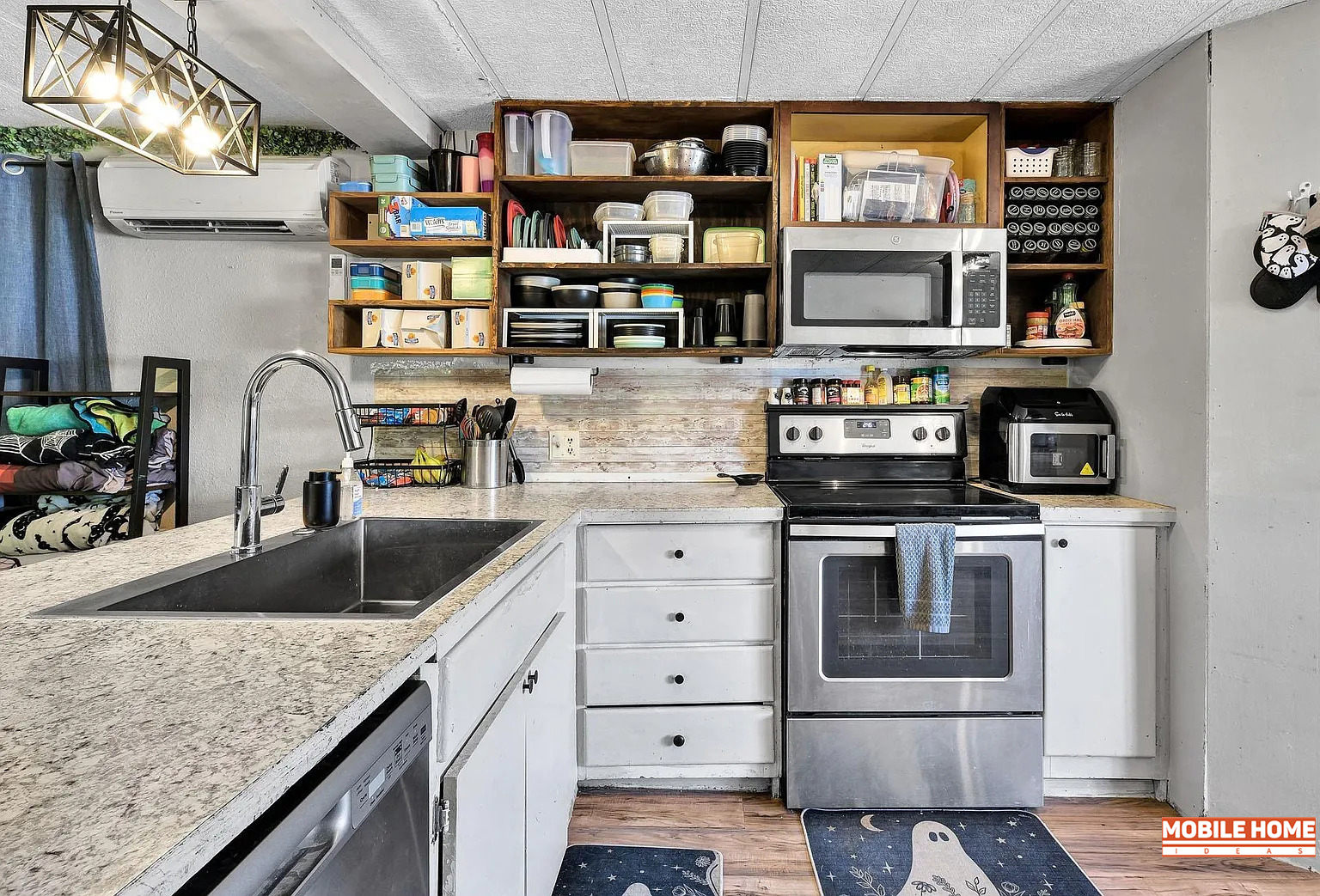 Single-Wide-Mobile-Home-Kitchen-with-Rustic-Industrial-Style Makeover