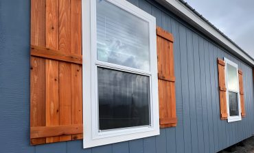 23 Stunning Mobile Home Exterior Wooden Shutter Ideas