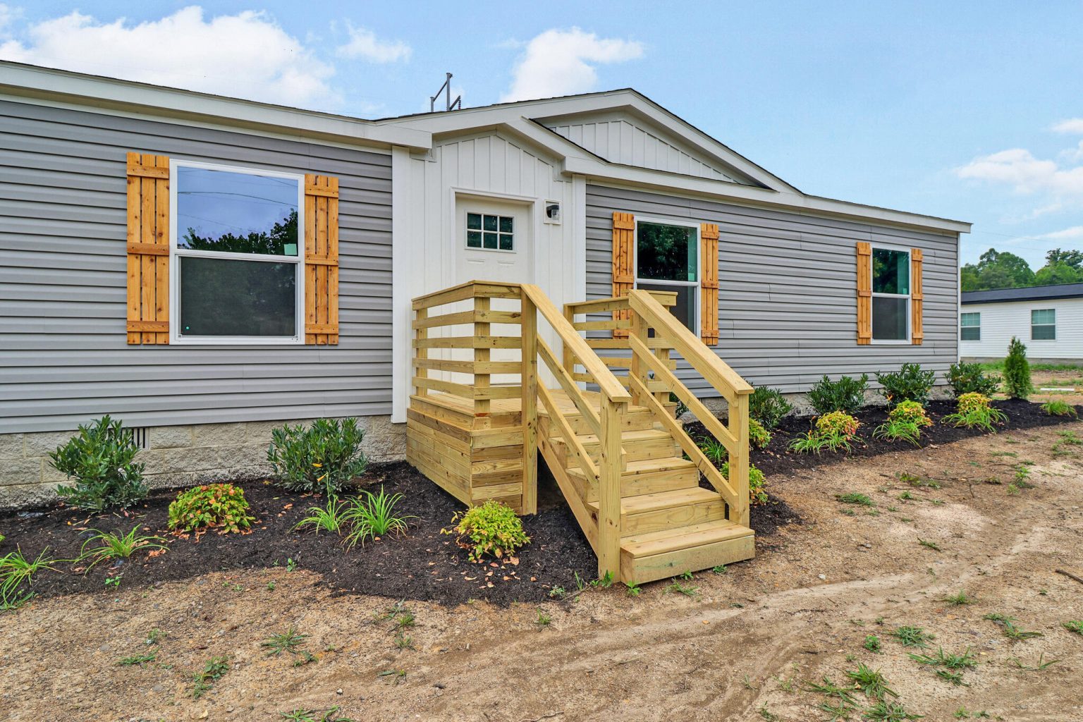 23 Stunning Mobile Home Exterior Wooden Shutter Ideas