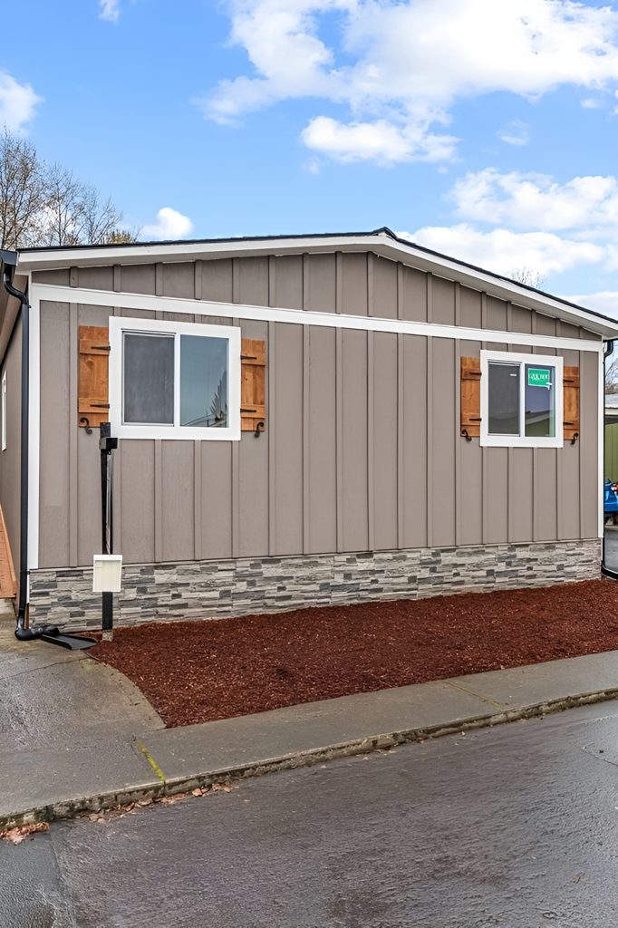 23 Stunning Mobile Home Exterior Wooden Shutter Ideas