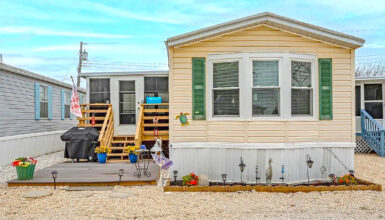 Coastal-Inspired Single Wide Mobile Home Makeover Exterior