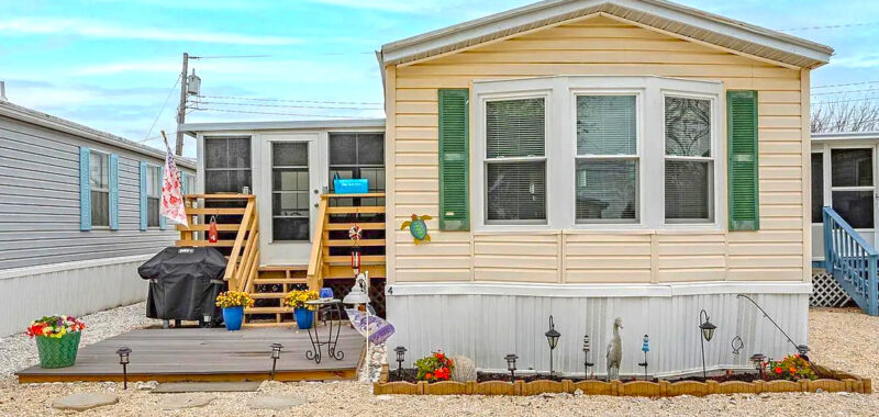 Coastal-Inspired Single Wide Mobile Home Makeover Exterior