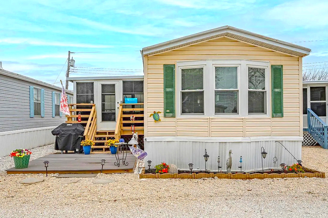 Coastal-Inspired Single Wide Mobile Home Makeover Exterior