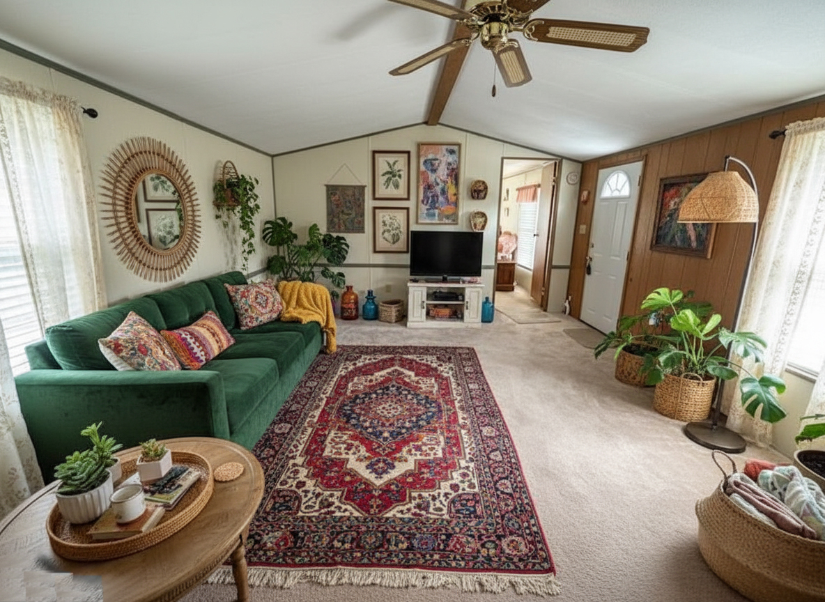 Single Wide Mobile Home Living Room Bohemian Decor Ideas