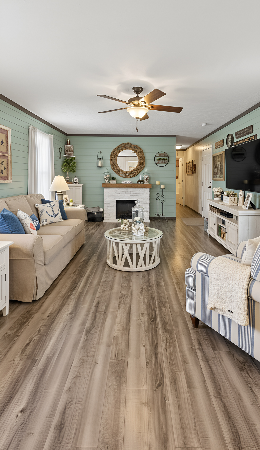 Coastal Single Wide Mobile Home Living Room Ideas
