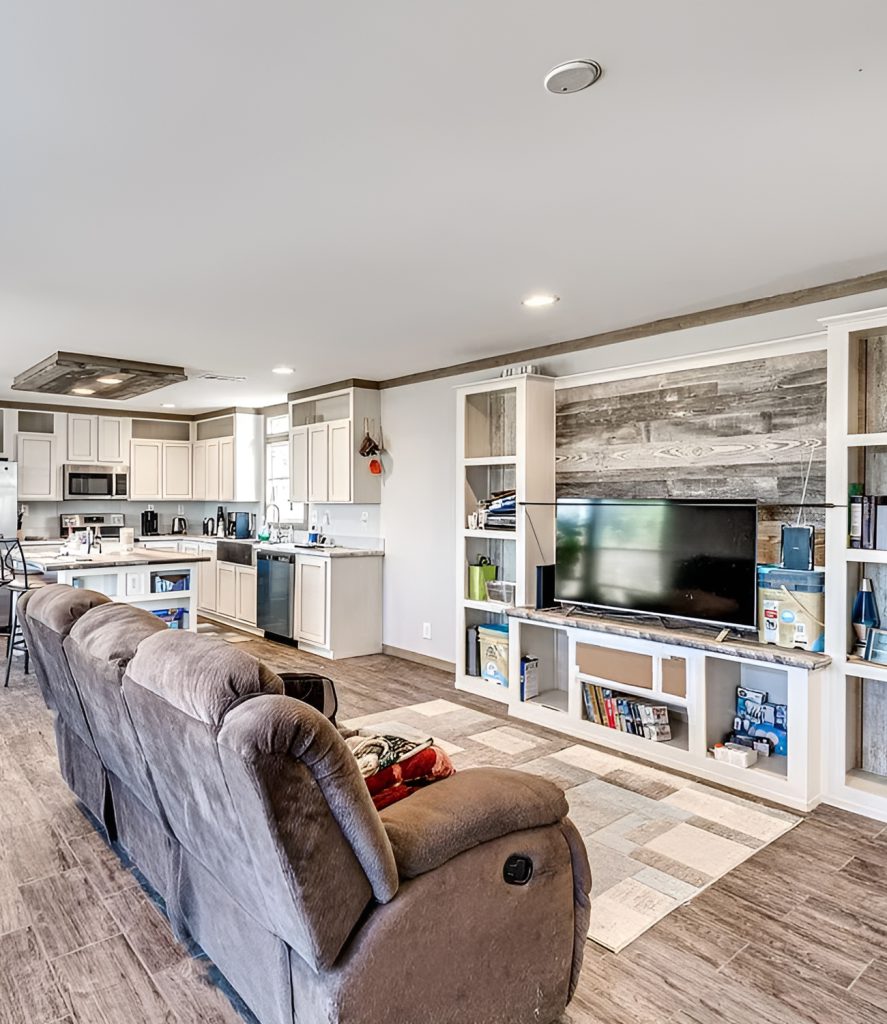 Single-Wide-Living-Room-Bookshelves Accent-Wall
