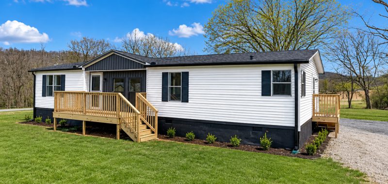 White and Black Mobile Home Exterior Ideas