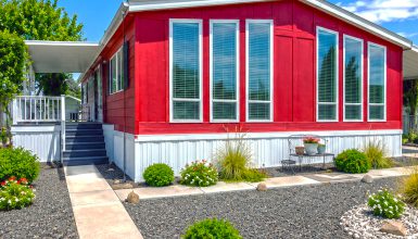 Cheerful Red Mobile Home Exteriors That Stand Out